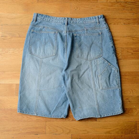 Y2K MOJEANS Baggy Carpenter Denim Shorts Light Wash Blue Size 40 Hip-Hop Skater - Picture 10 of 15